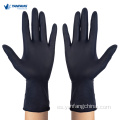 Guantes de látex nitrilo de examen largo y negro